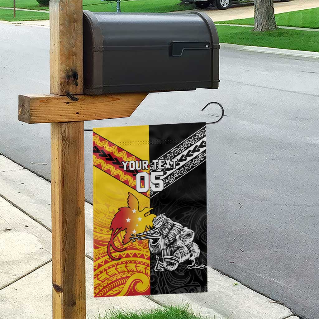 New Zealand And Papua New Guinea Rugby Custom Garden Flag Maori Kiwi With Bird of Paradise