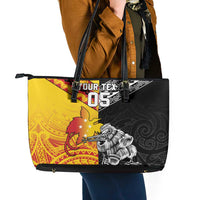 New Zealand And Papua New Guinea Rugby Custom Leather Tote Bag Maori Kiwi With Bird of Paradise