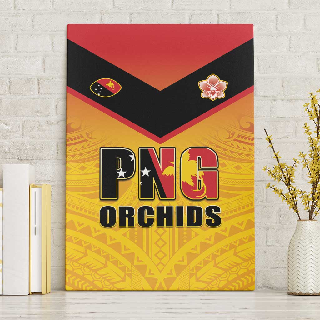 Papua New Guinea Rugby Canvas Wall Art Go Orchids Pacific Champions LT05 Without Frame Yellow - Polynesian Pride