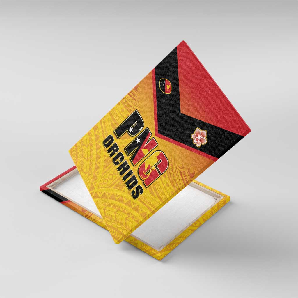 Papua New Guinea Rugby Canvas Wall Art Go Orchids Pacific Champions LT05 With Frame Yellow - Polynesian Pride