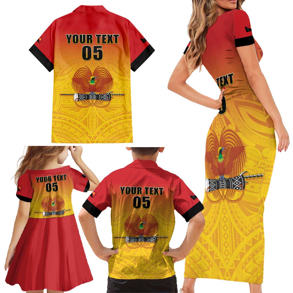 Papua New Guinea Rugby Custom Family Matching Short Sleeve Bodycon Dress and Hawaiian Shirt Go Orchids Pacific Champions