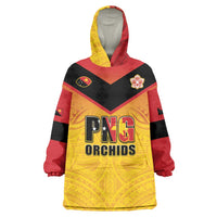 Papua New Guinea Rugby Custom Wearable Blanket Hoodie Go Orchids Pacific Champions LT05 One Size Yellow - Polynesian Pride