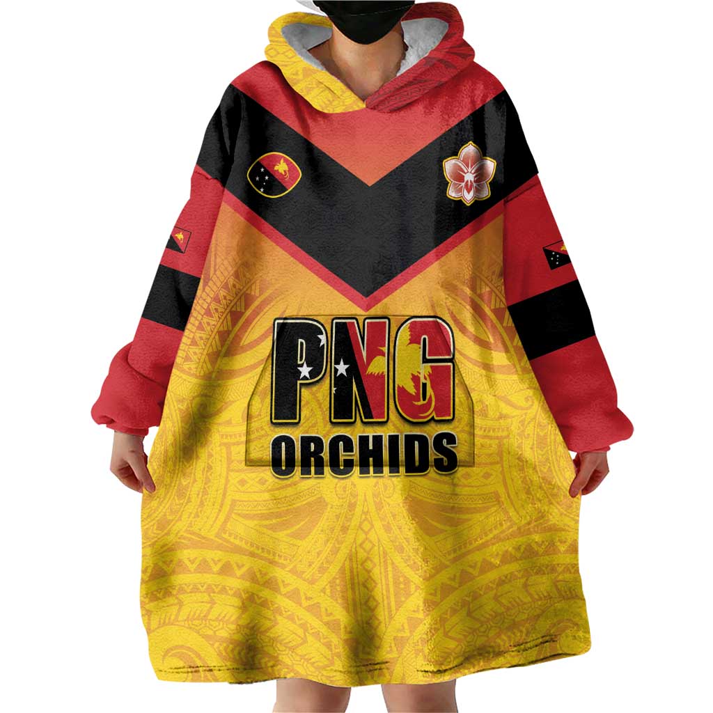 Papua New Guinea Rugby Custom Wearable Blanket Hoodie Go Orchids Pacific Champions LT05 - Polynesian Pride