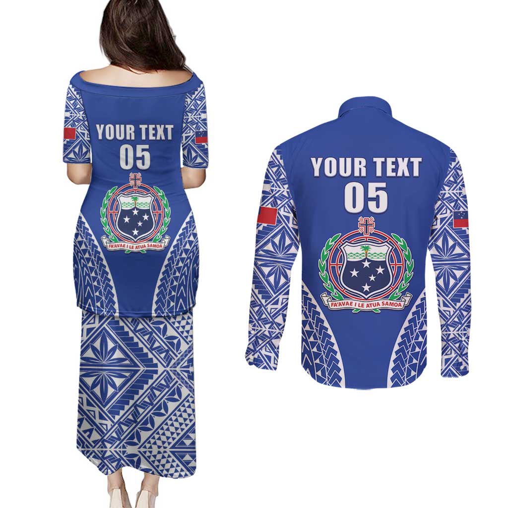 Fetu Samoa Rugby Custom Couples Matching Puletasi and Long Sleeve Button Shirt Go Champions