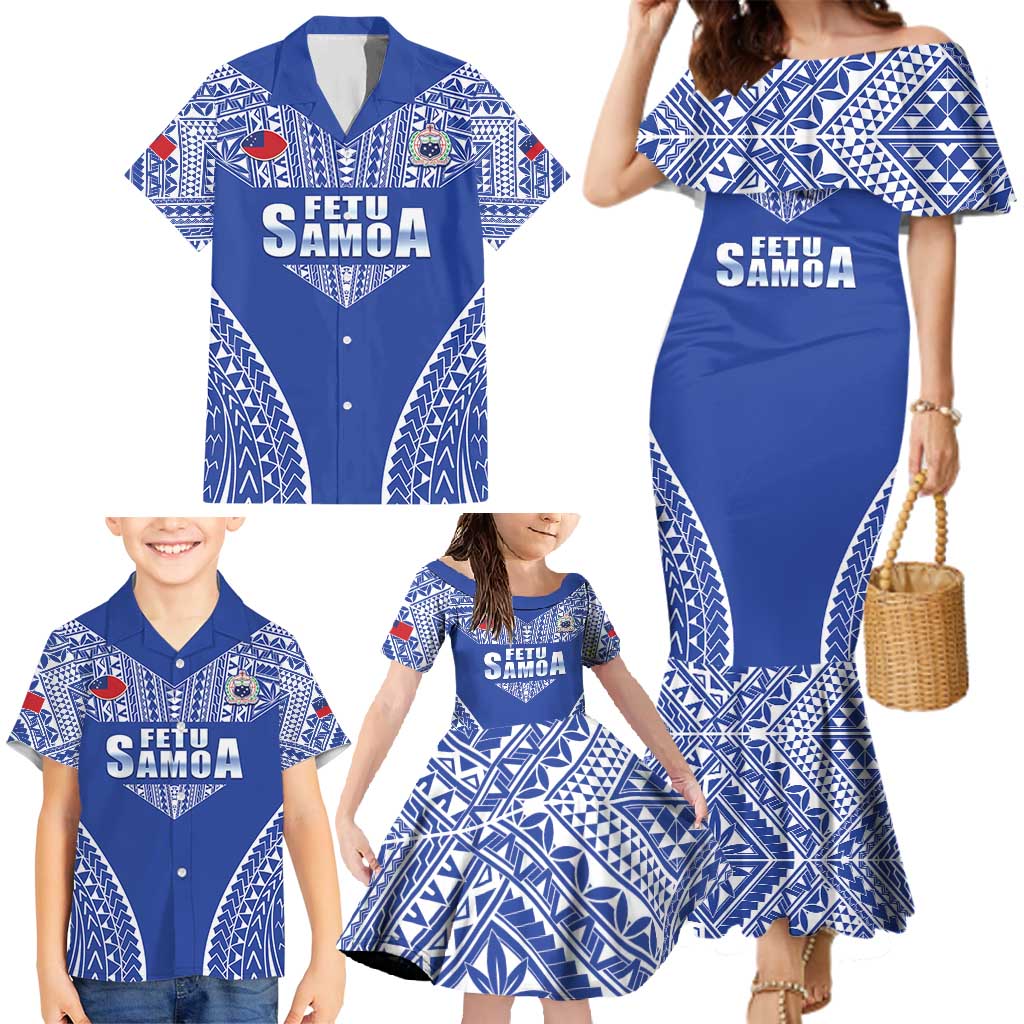 Fetu Samoa Rugby Custom Family Matching Mermaid Dress and Hawaiian Shirt Go Champions