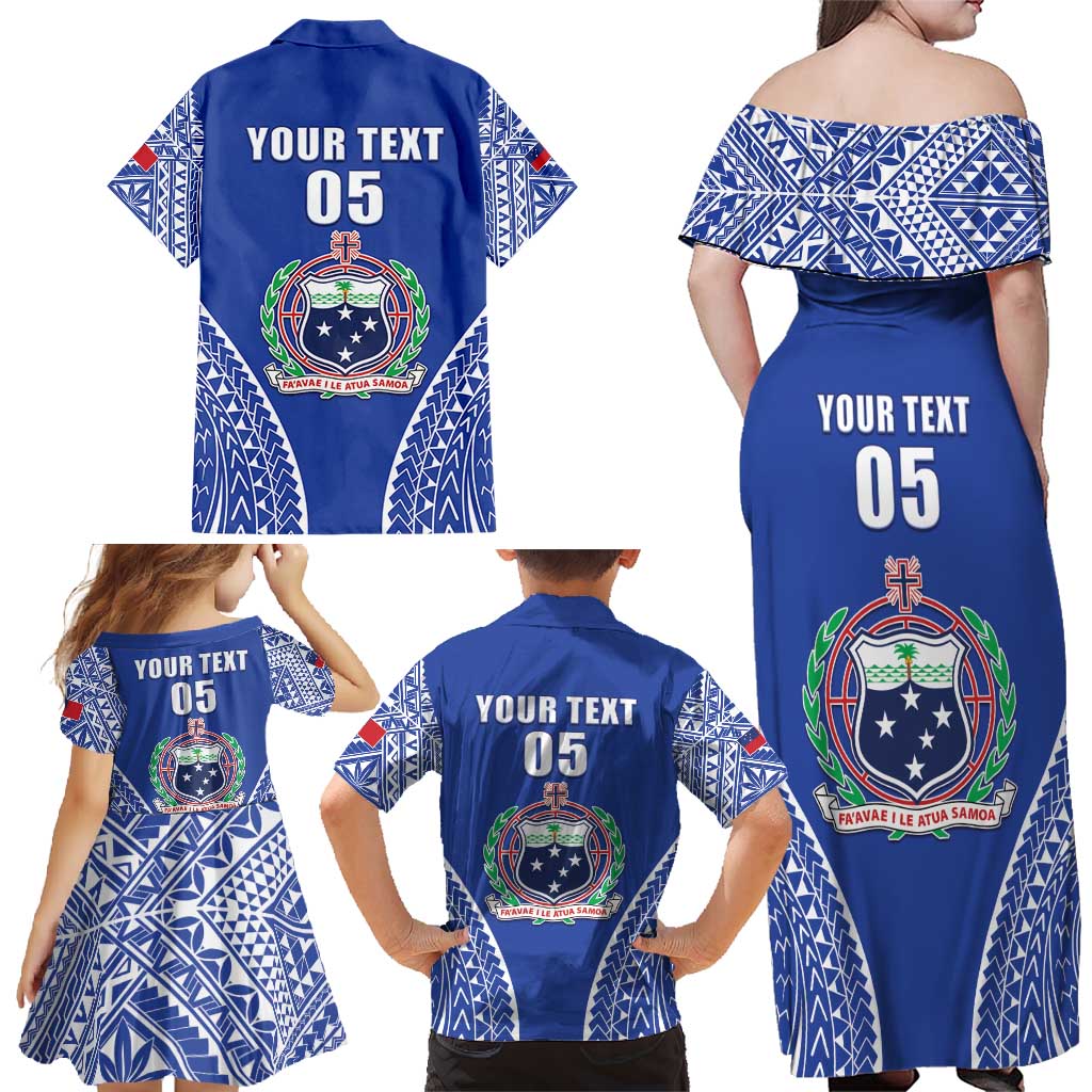 Fetu Samoa Rugby Custom Family Matching Off Shoulder Maxi Dress and Hawaiian Shirt Go Champions