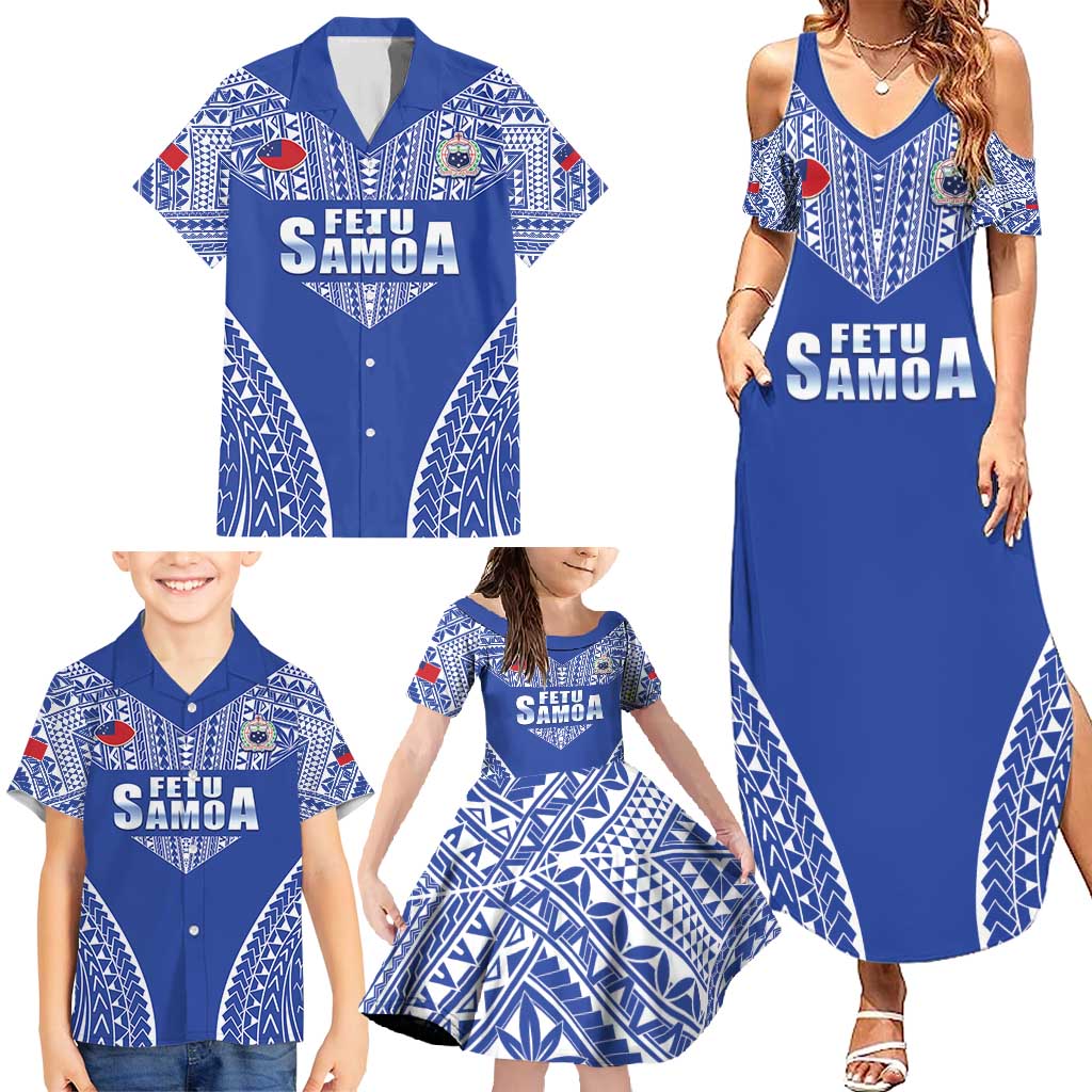 Fetu Samoa Rugby Custom Family Matching Summer Maxi Dress and Hawaiian Shirt Go Champions