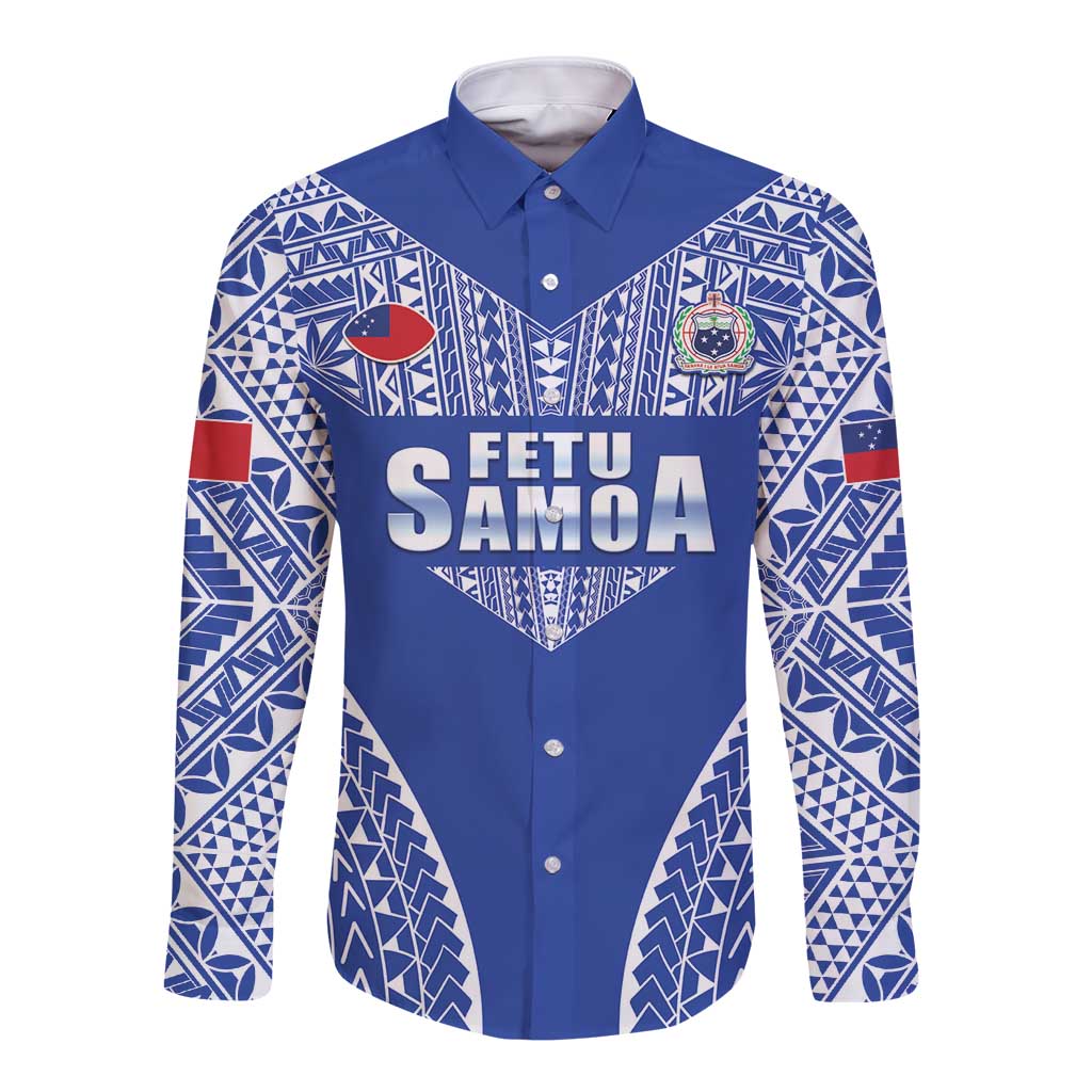 Fetu Samoa Rugby Custom Long Sleeve Button Shirt Go Champions