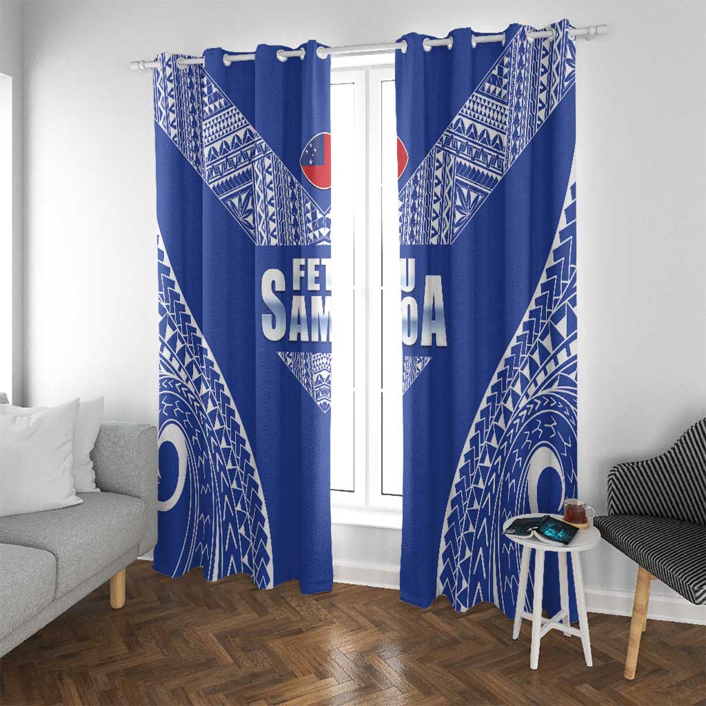 Fetu Samoa Rugby Window Curtain Go Champions LT05 With Grommets Blue - Polynesian Pride
