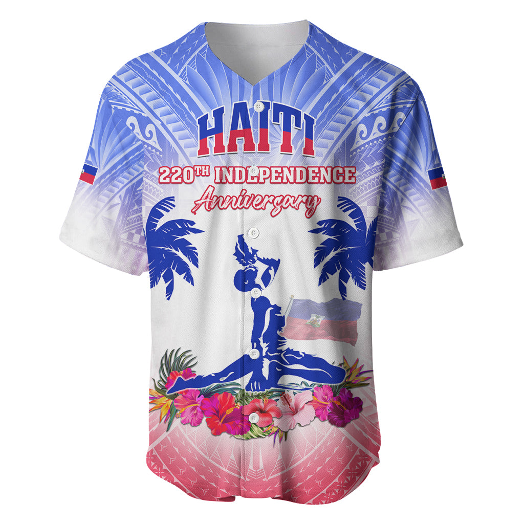 Personalised Haiti Independence Day Baseball Jersey Neg Maron Polynesian Style LT05 Blue - Polynesian Pride