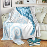Blue Polynesian Tribal Turtle Floral Pattern Blanket LT05 Blue - Polynesian Pride