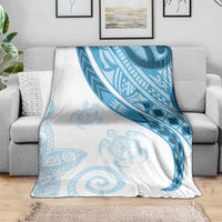 Blue Polynesian Tribal Turtle Floral Pattern Blanket LT05 - Polynesian Pride