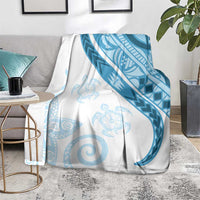 Blue Polynesian Tribal Turtle Floral Pattern Blanket LT05 - Polynesian Pride