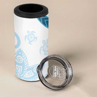 Blue Polynesian Tribal Turtle Floral Pattern 4 in 1 Can Cooler Tumbler LT05 - Polynesian Pride