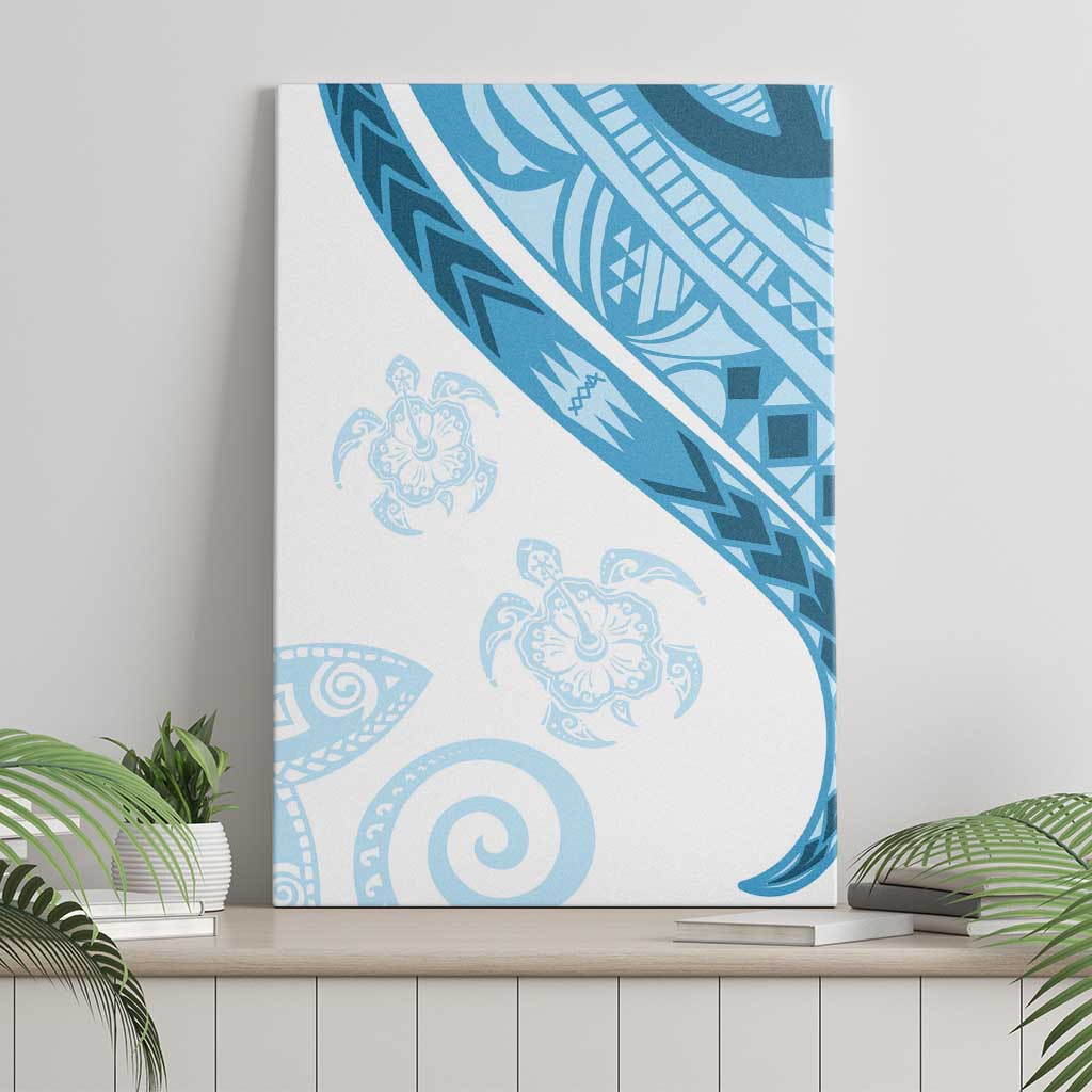 Blue Polynesian Tribal Turtle Floral Pattern Canvas Wall Art LT05 - Polynesian Pride