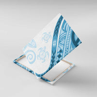 Blue Polynesian Tribal Turtle Floral Pattern Canvas Wall Art LT05 With Frame Blue - Polynesian Pride