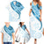 Blue Polynesian Tribal Turtle Floral Pattern Family Matching Summer Maxi Dress and Hawaiian Shirt