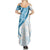 Blue Polynesian Tribal Turtle Floral Pattern Family Matching Summer Maxi Dress and Hawaiian Shirt