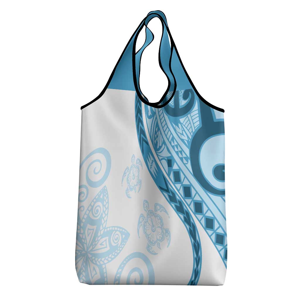 Blue Polynesian Tribal Turtle Floral Pattern Grocery Bag LT05 - Polynesian Pride