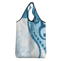 Blue Polynesian Tribal Turtle Floral Pattern Grocery Bag LT05 - Polynesian Pride