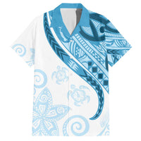 Blue Polynesian Tribal Turtle Floral Pattern Hawaiian Shirt LT05 Blue - Polynesian Pride