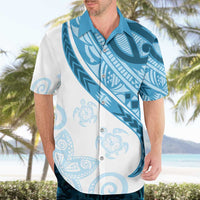 Blue Polynesian Tribal Turtle Floral Pattern Hawaiian Shirt LT05 - Polynesian Pride