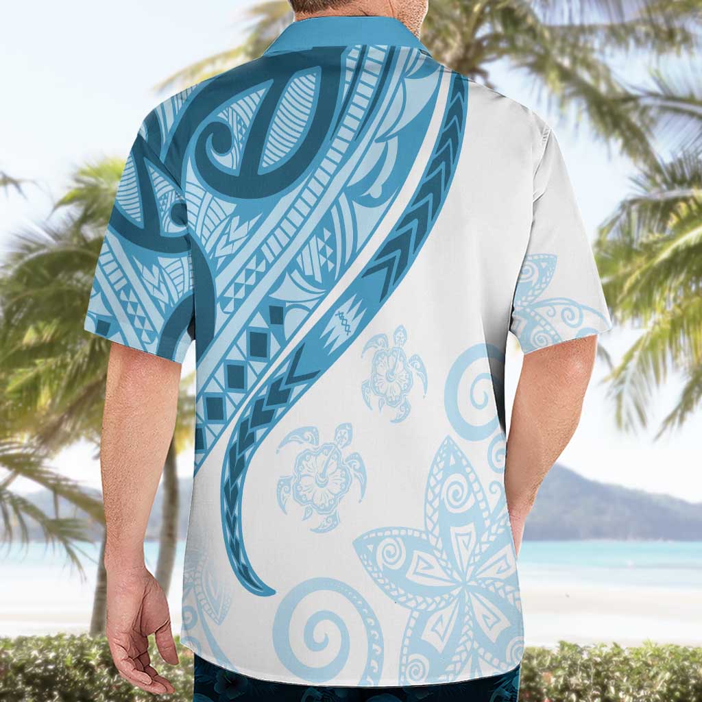 Blue Polynesian Tribal Turtle Floral Pattern Hawaiian Shirt LT05 - Polynesian Pride