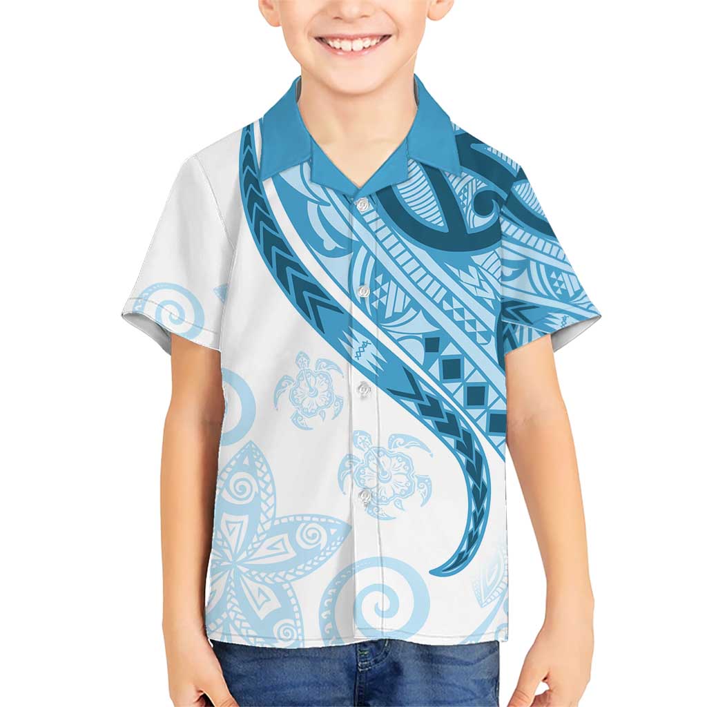 Blue Polynesian Tribal Turtle Floral Pattern Hawaiian Shirt LT05 - Polynesian Pride