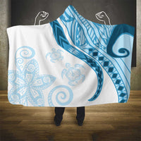 Blue Polynesian Tribal Turtle Floral Pattern Hooded Blanket LT05 - Polynesian Pride