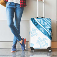 Blue Polynesian Tribal Turtle Floral Pattern Luggage Cover