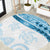 Blue Polynesian Tribal Turtle Floral Pattern Round Carpet