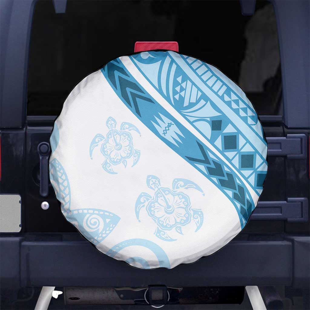 Blue Polynesian Tribal Turtle Floral Pattern Spare Tire Cover LT05 - Polynesian Pride