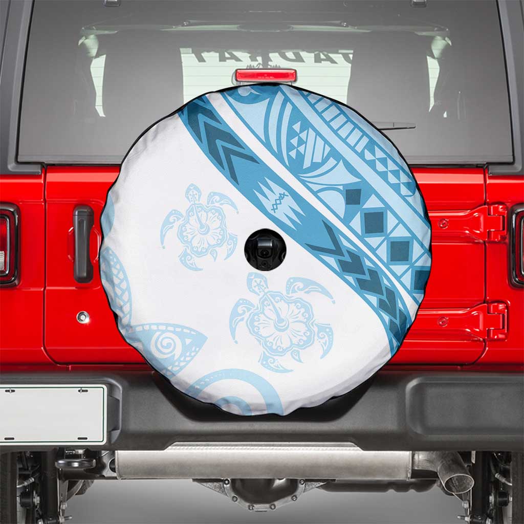 Blue Polynesian Tribal Turtle Floral Pattern Spare Tire Cover LT05 - Polynesian Pride