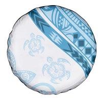 Blue Polynesian Tribal Turtle Floral Pattern Spare Tire Cover LT05 - Polynesian Pride
