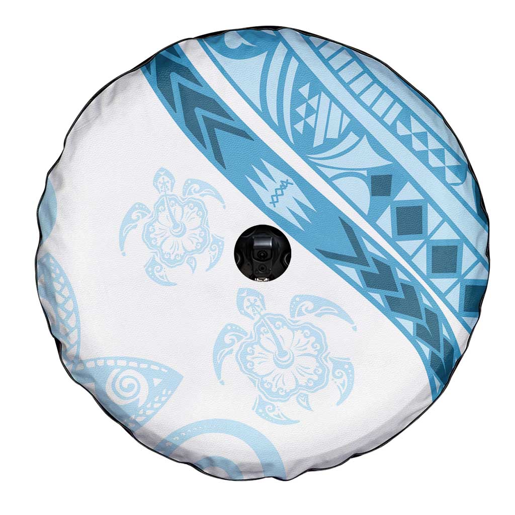Blue Polynesian Tribal Turtle Floral Pattern Spare Tire Cover LT05 - Polynesian Pride
