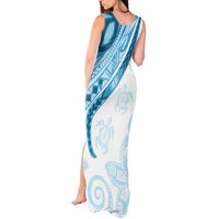 Blue Polynesian Tribal Turtle Floral Pattern Tank Maxi Dress LT05 - Polynesian Pride