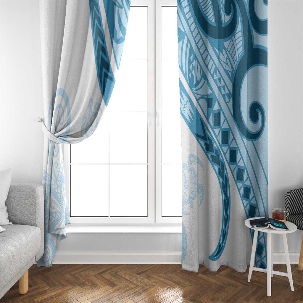 Blue Polynesian Tribal Turtle Floral Pattern Window Curtain LT05 - Polynesian Pride