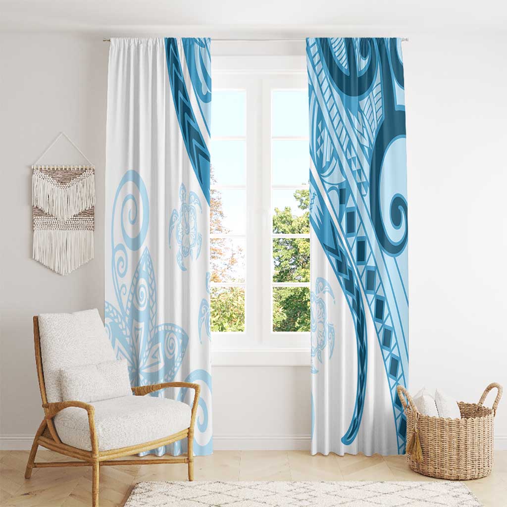 Blue Polynesian Tribal Turtle Floral Pattern Window Curtain LT05 - Polynesian Pride