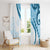 Blue Polynesian Tribal Turtle Floral Pattern Window Curtain