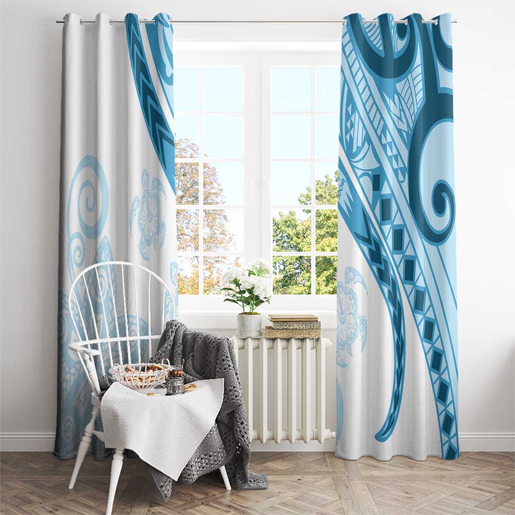 Blue Polynesian Tribal Turtle Floral Pattern Window Curtain LT05 - Polynesian Pride