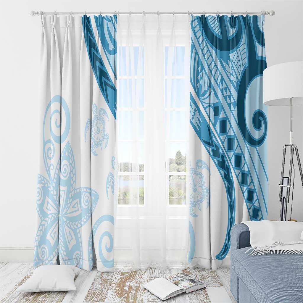 Blue Polynesian Tribal Turtle Floral Pattern Window Curtain LT05 - Polynesian Pride