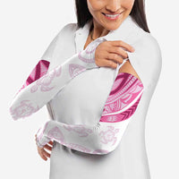 Rose Pink Polynesian Tribal Turtle Floral Pattern Arm Sleeves - Polynesian Pride