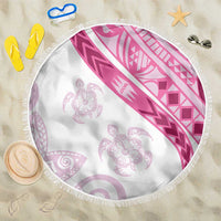 Rose Pink Polynesian Tribal Turtle Floral Pattern Beach Blanket LT05 One Size 150cm Pink - Polynesian Pride