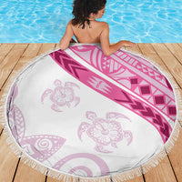 Rose Pink Polynesian Tribal Turtle Floral Pattern Beach Blanket LT05 - Polynesian Pride