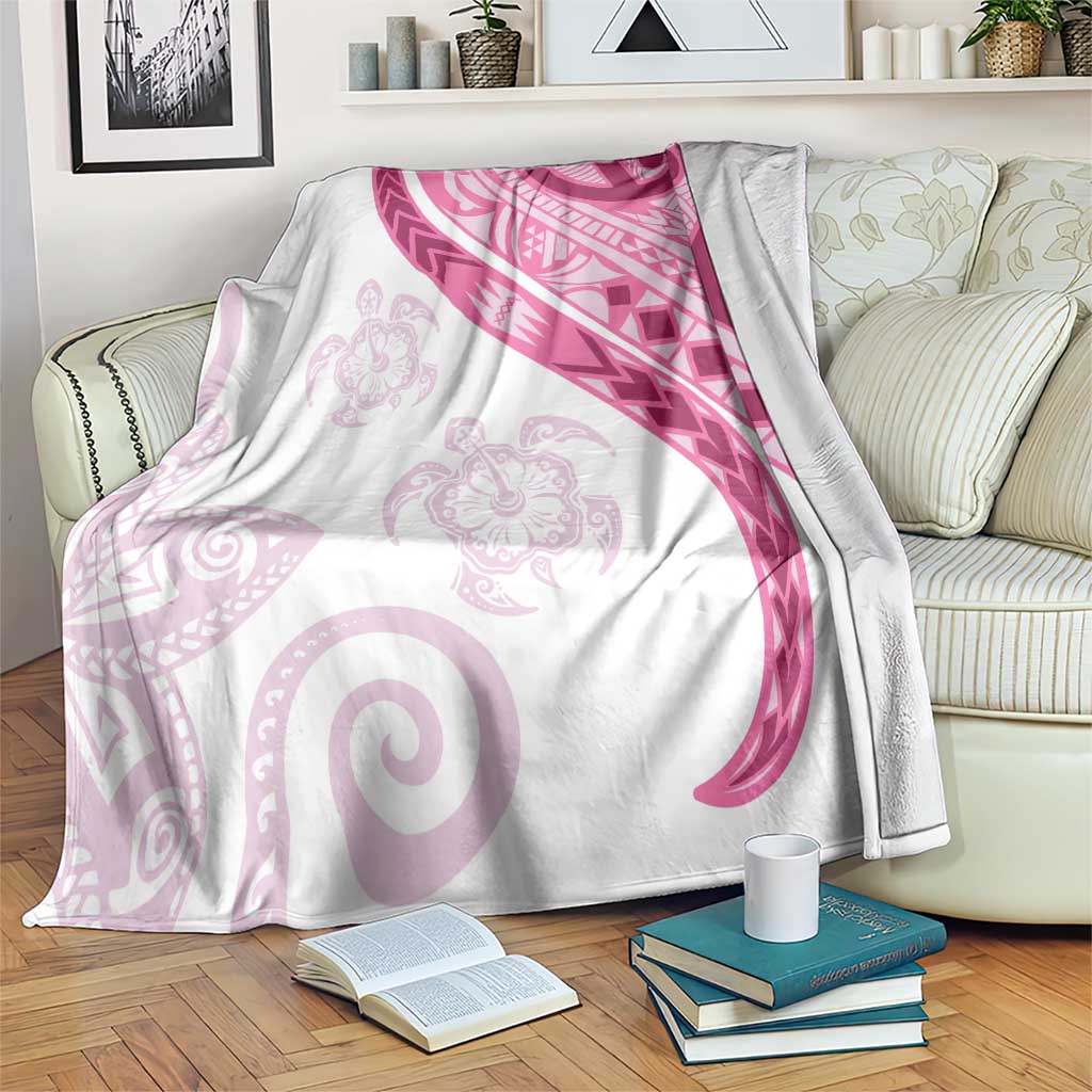 Rose Pink Polynesian Tribal Turtle Floral Pattern Blanket LT05 Pink - Polynesian Pride