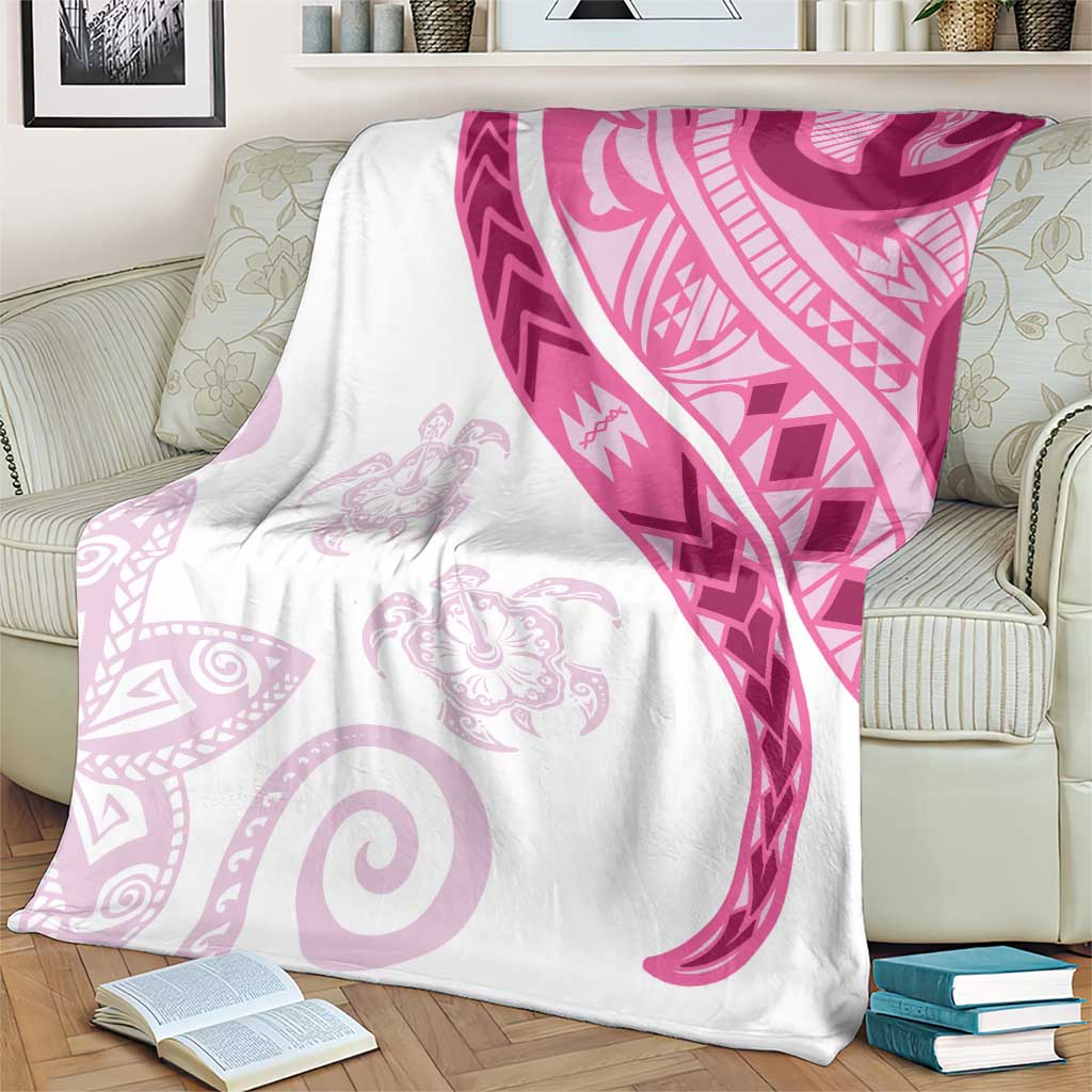 Rose Pink Polynesian Tribal Turtle Floral Pattern Blanket LT05 - Polynesian Pride