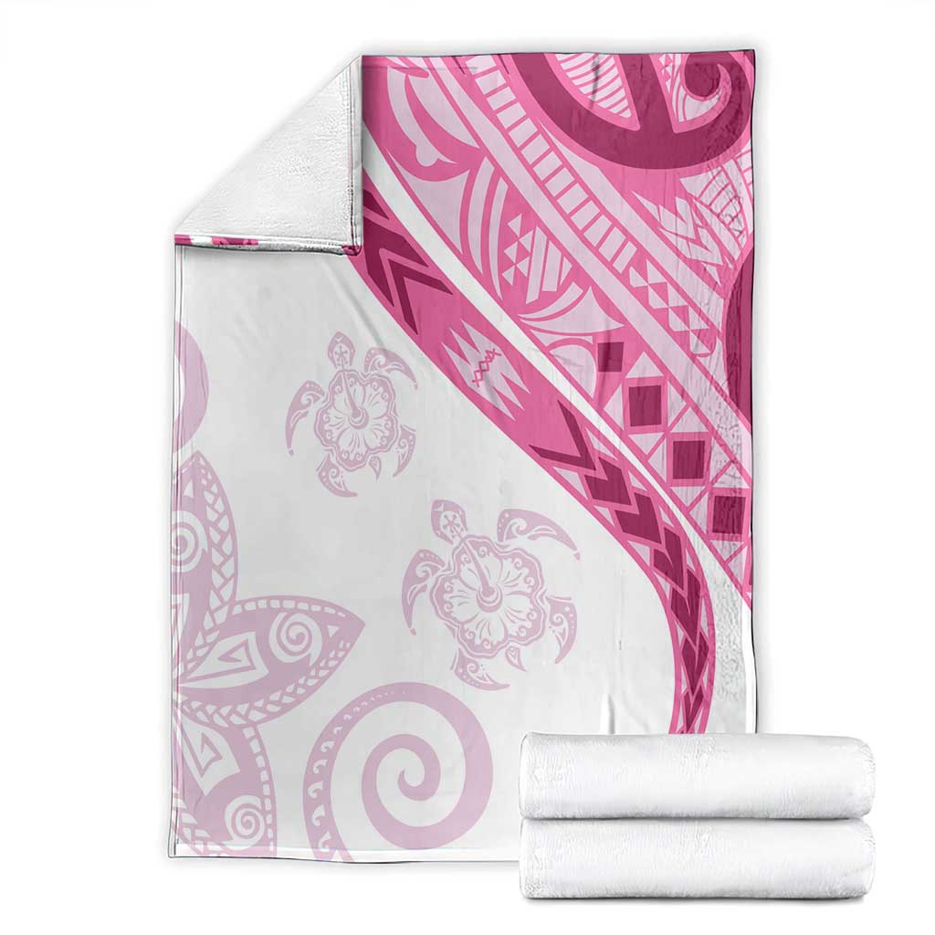 Rose Pink Polynesian Tribal Turtle Floral Pattern Blanket LT05 - Polynesian Pride