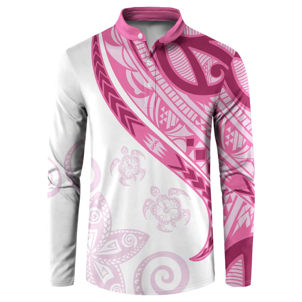 Rose Pink Polynesian Tribal Turtle Floral Pattern Button Sweatshirt LT05 Pink - Polynesian Pride