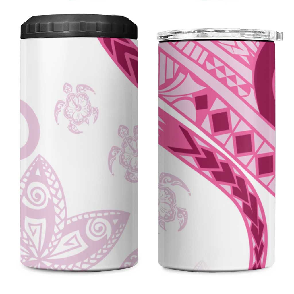 Rose Pink Polynesian Tribal Turtle Floral Pattern 4 in 1 Can Cooler Tumbler LT05 One Size: 16 oz Pink - Polynesian Pride