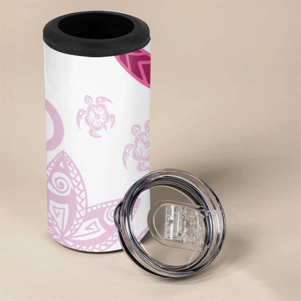 Rose Pink Polynesian Tribal Turtle Floral Pattern 4 in 1 Can Cooler Tumbler LT05 - Polynesian Pride